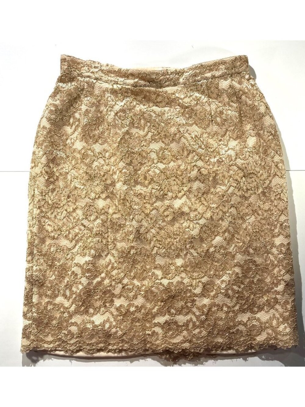 Vntge Elisabeth By Liz Claiborne Womens Metallic Gold Skirt Size16 Made in USA